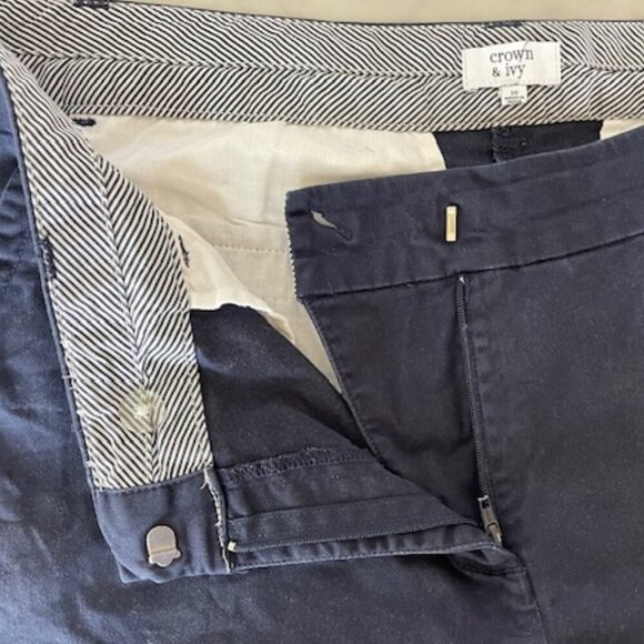 CROWN & IVY Classic Twill Navy 8.5" Chino Shorts 10 - Picture 5 of 14